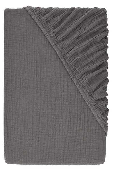 Livarno® Mušelínové napínací prostěradlo, 140-160 x 200 cm (šedá) (100409305005)