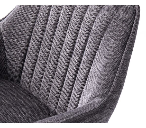 Tmavě šedá čalouněná barová židle s nastavitelnou výškou/s područkami (výška sedáku 65 cm) Nolan – Unique Furniture
