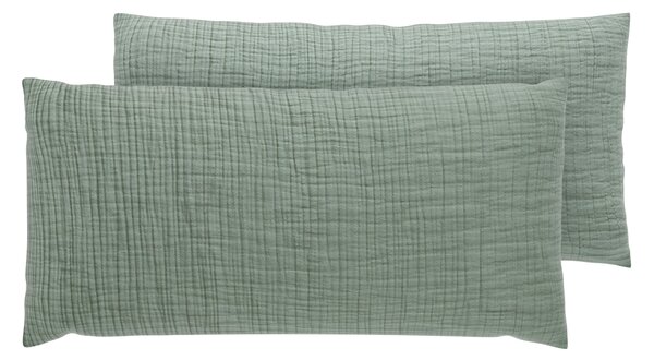Livarno® Mušelínový potah na polštář pro spánek na boku, 40 x 80 cm, 2 kusy (zelená) (100408827001)