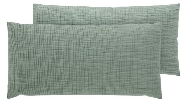 Livarno® Mušelínový potah na polštář pro spánek na boku, 40 x 80 cm, 2 kusy (zelená) (100408827001)