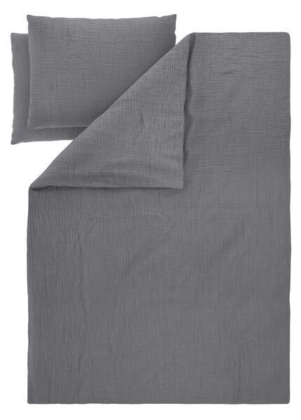 Livarno® Mušelínové ložní povlečení, 240 x 220 cm, 70 x 90 cm (tmavě šedá) (100409133004)