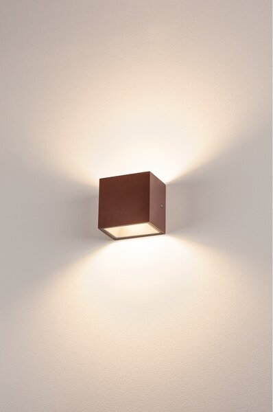 SLV 1002034 Sitra Cube Up/Down, venkovní nástěnné svítidlo, LED 10W 3000K, rezavé, výška 11cm, IP44