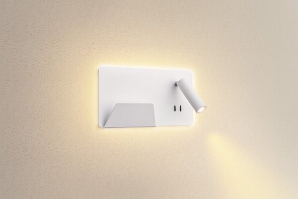 SLV 1003457 Somnila Flex, nástěnné svítidlo k posteli, LED 13W 3000K, bílá, verze vlevo, USB přípojka