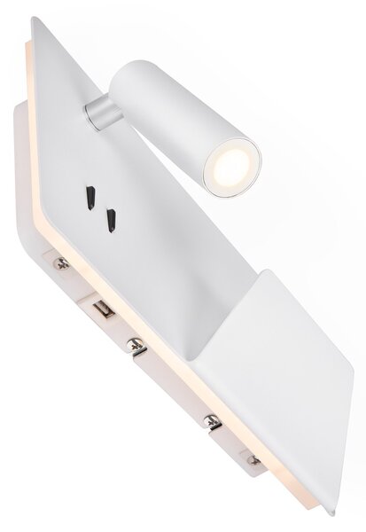 SLV 1003458 Somnila Flex, nástěnné svítidlo k posteli, LED 13W 3000K, bílá, verze vpravo, USB přípojka