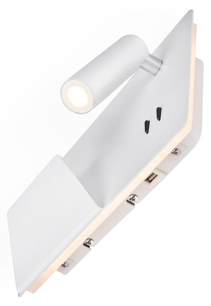 SLV 1003457 Somnila Flex, nástěnné svítidlo k posteli, LED 13W 3000K, bílá, verze vlevo, USB přípojka