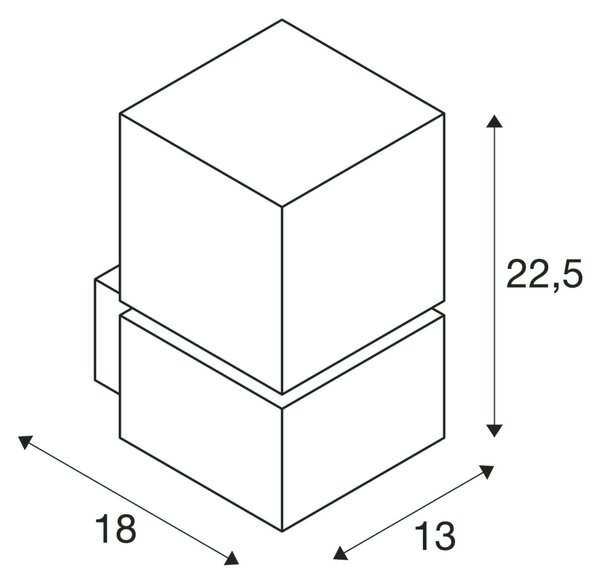 SLV 1000336 Square, venkovní nástěnné svítidlo, 1x E27 max. 20W, nerezová ocel, IP44