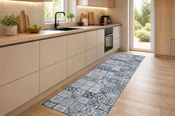 Makro Abra Běhoun pogumovaný PRATELNÝ LOTUS AZULEJO 60970 Patchwork šedý Šíře: 60 cm