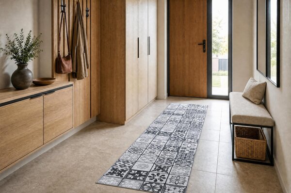 Makro Abra Běhoun pogumovaný PRATELNÝ LOTUS AZULEJO 60970 Patchwork šedý Šíře: 60 cm