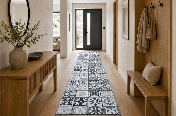 Makro Abra Běhoun pogumovaný PRATELNÝ LOTUS AZULEJO 60970 Patchwork šedý Šíře: 60 cm