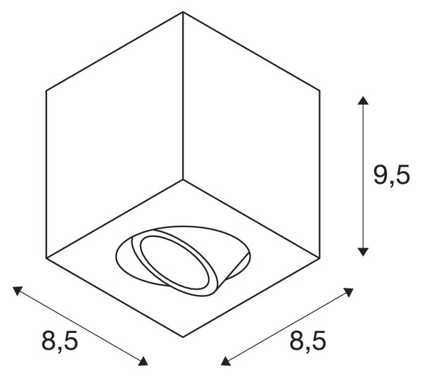 SLV 1002004 Triledo, stropní svítidlo z kartáčovaného hliníku, 1x GU10 max. 10W, rozměr 8,5 x 8,5cm