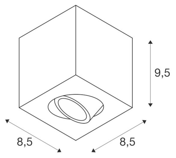 SLV 1002015 Triledo, bílé stropní svítidlo, 1x GU10 max. 10W, rozměr 8,5 x 8,5cm