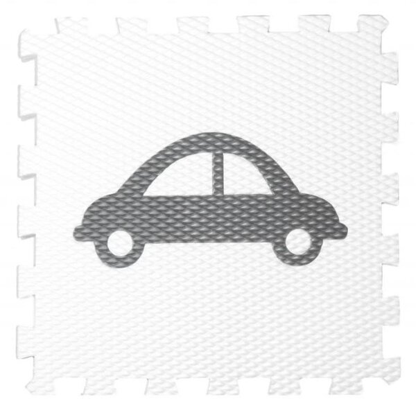 Pěnová hrací podlaha AUTO do dětského pokoje - Světle šedá s bílým