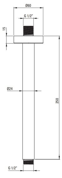 Deante Cascada, stropní rameno sprchy 250 mm, zlatá matná, DEA-NAC_R42K