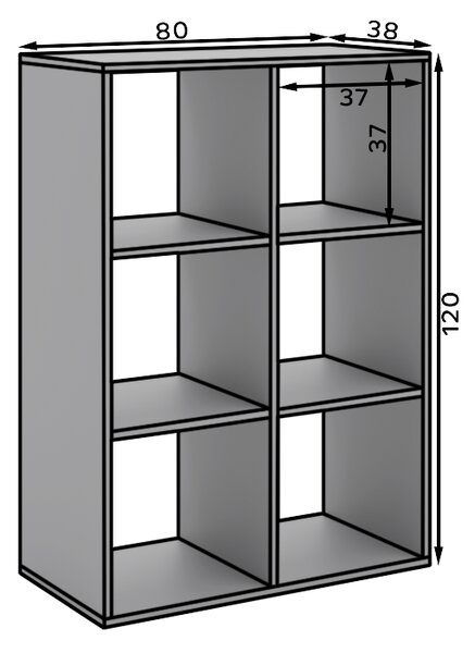 ADRK Furniture Regál Lenti 2x3 BS-LEN-2X3-G