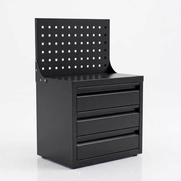 Organizér s perforovanou tabulí a zásuvkami 660 x 400 x 300 mm