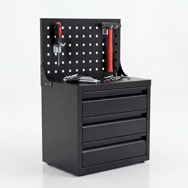 Organizér s perforovanou tabulí a zásuvkami 660 x 400 x 300 mm
