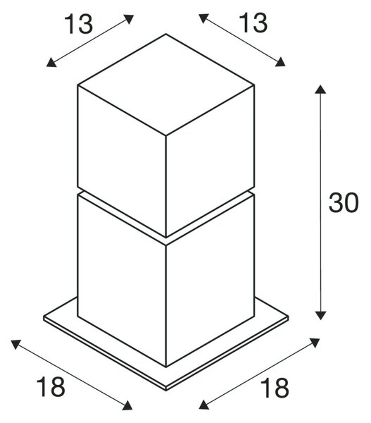 SLV 1000344 Square Pole, venkovní sloupkové svítidlo z nerezu, 1x20W E27, výška 30cm, IP44