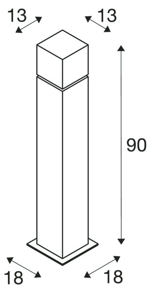 SLV 1000346 Square Pole, venkovní sloupkové svítidlo z nerezu, 1x20W E27, výška 90cm, IP44