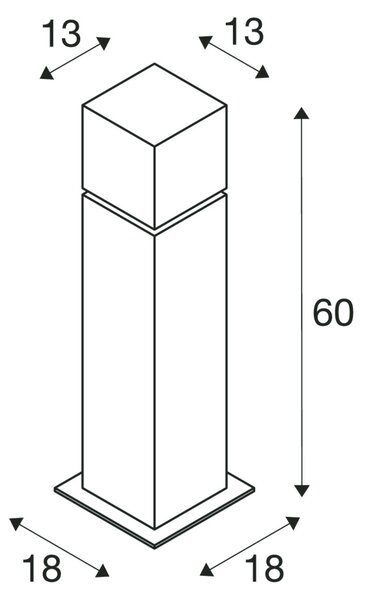 SLV 1000345 Square Pole, venkovní sloupkové svítidlo z nerezu, 1x20W E27, výška 60cm, IP44