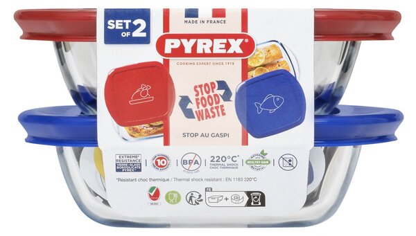 Sada skleněných dóz s víčkem PYREX 2x300ml