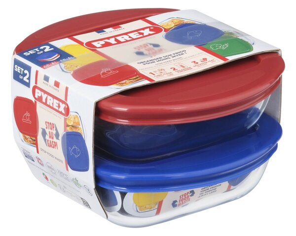Sada skleněných dóz s víčkem PYREX 2x300ml