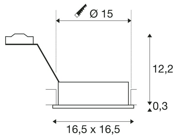 SLV 113830 New Tria 150, černá zápustná bodovka, 1x75W GU10 ES111, 16,5x16,5cm