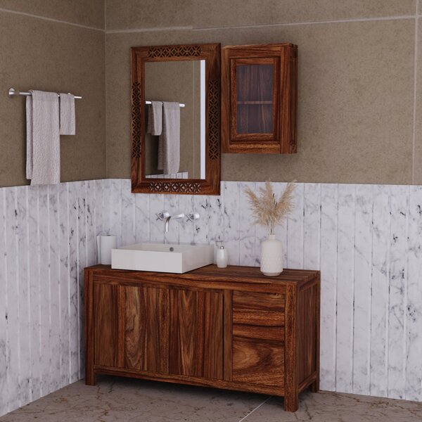 Nástěnná skříňka do koupelny Gani 40x60x15 z indického masivu palisandr