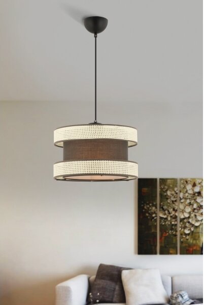Lustr na lanku HALO 1xE27/60W/230V hnědá/krémová