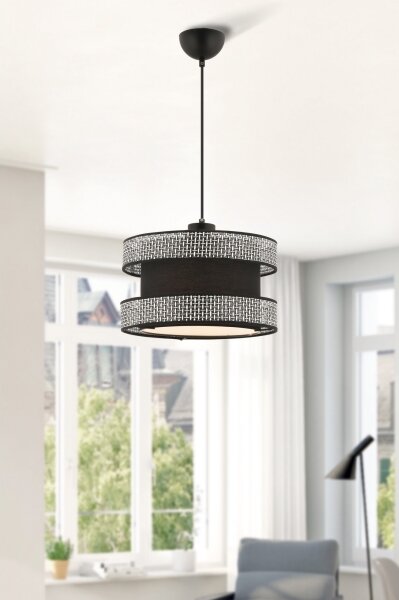 Lustr na lanku HALO 1xE27/60W/230V černá/šedá