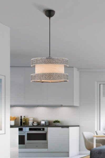 Lustr na lanku HALO 1xE27/60W/230V béžová/šedá