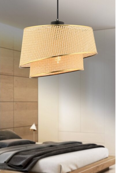 Lustr na lanku BARETTE 1xE27/60W/230V hnědá/zlatá