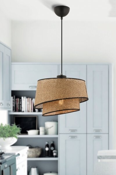 Lustr na lanku BARETTE 1xE27/60W/230V hnědá/černá