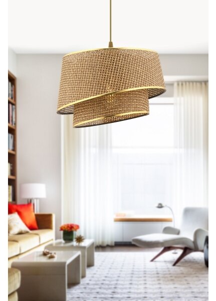 Lustr na lanku BARETTE 1xE27/60W/230V hnědá/zlatá