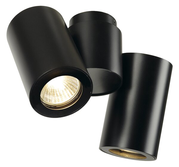SLV 151830 Enola_B, černé spotové stropní svítidlo s nastavitelnými reflektory, 2x50W GU10, výška 14cm