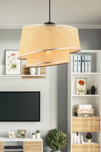Lustr na lanku BARETTE 1xE27/60W/230V béžová/lesklý chrom
