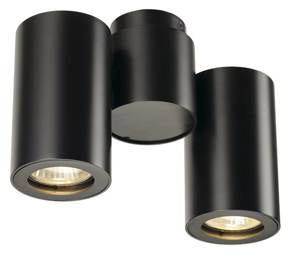 SLV 151830 Enola_B, černé spotové stropní svítidlo s nastavitelnými reflektory, 2x50W GU10, výška 14cm