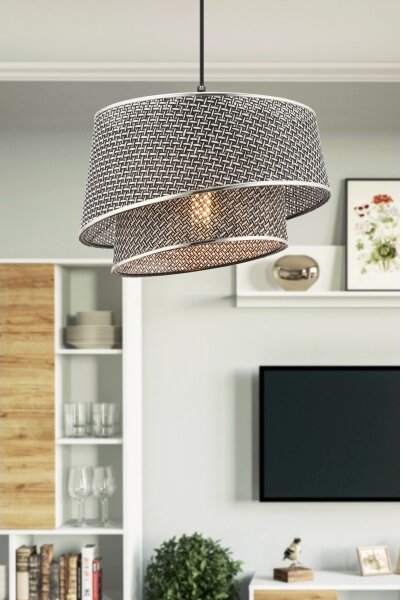 Lustr na lanku BARETTE 1xE27/60W/230V šedá/lesklý chrom