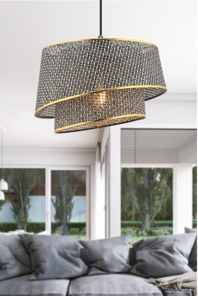 Lustr na lanku BARETTE 1xE27/60W/230V šedá/zlatá
