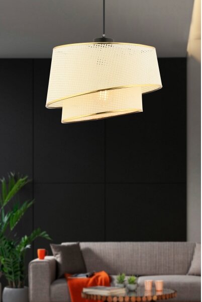 Lustr na lanku BARETTE 1xE27/60W/230V krémová/zlatá