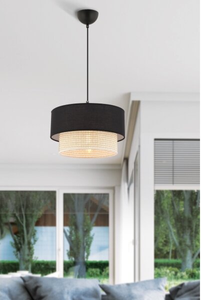 Lustr na lanku ECHO 1xE27/60W/230V černá/krémová