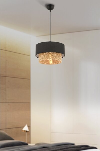 Lustr na lanku ECHO 1xE27/60W/230V černá/hnědá