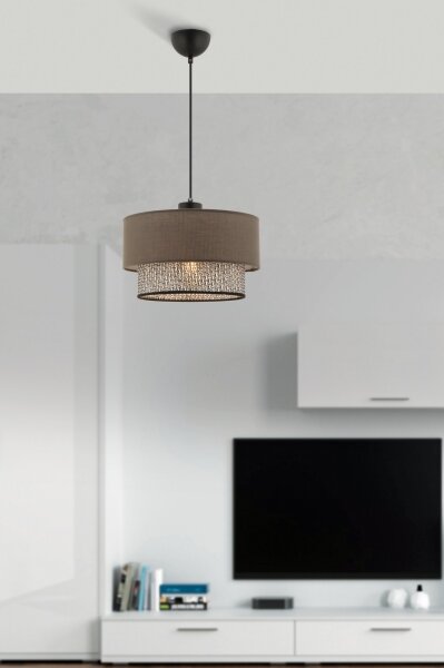 Lustr na lanku ECHO 1xE27/60W/230V hnědá/šedá