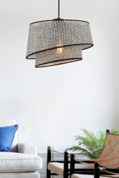 Lustr na lanku BARETTE 1xE27/60W/230V šedá/černá