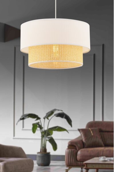 Lustr na lanku ECHO 1xE27/60W/230V krémová/béžová