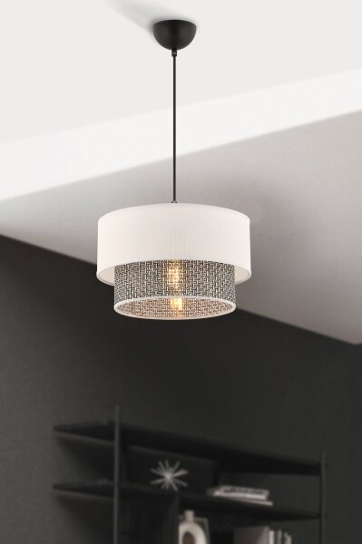 Lustr na lanku ECHO 1xE27/60W/230V krémová/šedá