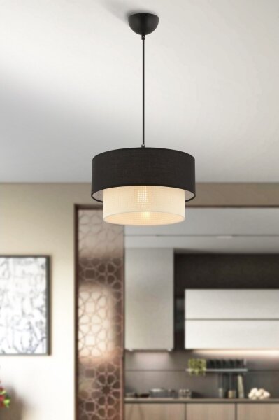 Lustr na lanku ECHO 1xE27/60W/230V černá/krémová