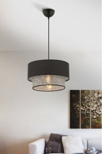 Lustr na lanku ECHO 1xE27/60W/230V černá/šedá