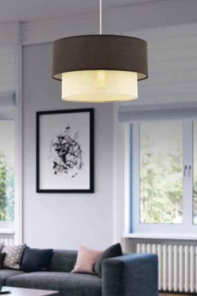 Lustr na lanku ECHO 1xE27/60W/230V hnědá/krémová