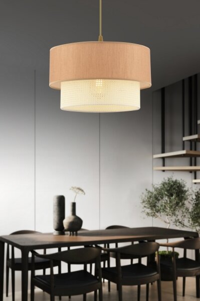 Lustr na lanku ECHO 1xE27/60W/230V hnědá/krémová