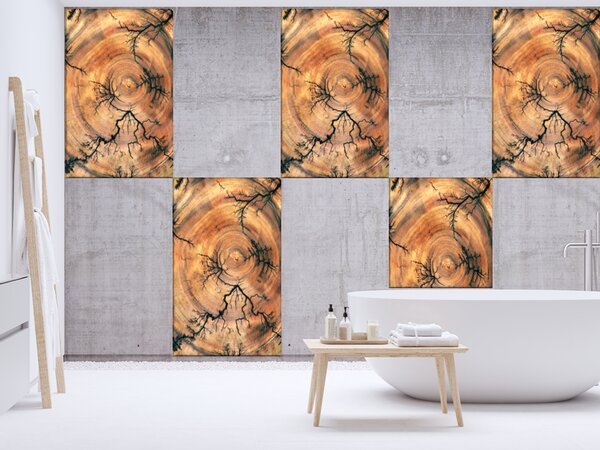 Sklo do kuchyně ornament řez dřeva hruška - 30 x 60 cm